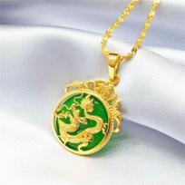 Dragon Card Emerald Pendant Fu Character Ping An Buckle Dragon Card Necklace Pendant Men and Women Neck Pendant Jewelry white