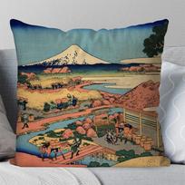 1pc Japan Mount Fuji Ukiyo-e Retro Pillow Case Square Pillow Bedroom Sofa Leisure Comfort Car Living Room Home Decoration 40X40 16x16Inch beige