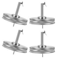 4Pcs Reusable Stainless Steel Mason Jar Lids for Wide Mouth Jar Leak-proof Seal Bottle Cover Spout Lid Good Seal Kitchen Tool gray