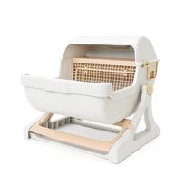 Semi Automatic Enclosed Cat Litter Box with Tipping Bucket Large Capacity Cats Litter Box Cute Luxury Pet Toilet Pets Supplies balta