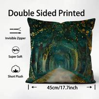 Gustav Klimt Print Starrynight Cushion Cover Plush Fabric Soft Double-Sided Printed Sofa Warm Winter Home Child Gift Pillow Case Peach skin 18*18(CM)-1Pcs black