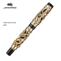 Jinhao 6 Style The Latest Design 3D Dragon Relief And Phoenix Golden Metal Fountain Pen Luxury Writing Gift Business Pens (Gold,0.5MM) auksas