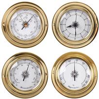Copper Marine Weather Station: Barometer, Temperature & Humidity Meter, Clock Other beige