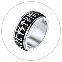 ChainsPro Norse Viking Runes Spinner Ring Stainless Steel Rotatable Fidget Ring for Men Anxiety Relief 14 auksas