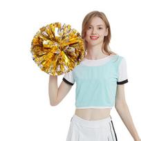 Šokėjos pomponai su rankena Šokėjų komanda Energingi pomponai Metalizuota folija Šokio rankų gėlės Komandos dvasiai Sportiniai šokiai Šventė brown