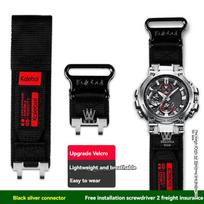 For G-SHOCK Casio 5544 MTG-B1000 G1000 Modified Nylon Canvas Watch Strap GST B1000 Solid Steel Linker Bracelet Sport Wristband For MTG-B1000 black