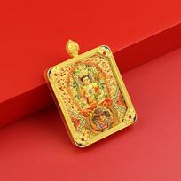 Tibetan Buddha Amulet Thangka: Twelve Zodiac Animals & Eight Guardian Deities Gold Box brown