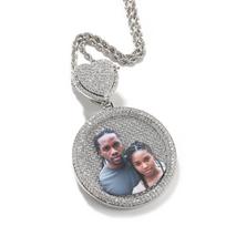 THE BLING KING Custom Picture Heart Locket Bail Personalized Letters Medallion Memory Photo Pendant Paved CZ Hiphop Jewelry 18inch rope chain&Silver letters&Commonly&Commonly gray