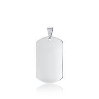 Military Army Dog Tag with Blank Rectangle Pendant Necklace with Chunky Chain sidabras