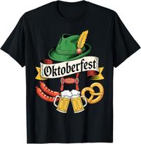 Oktoberfest Beer Pretzel Sausage Bavarian Hat Unisex Women TShirt Fashion Casual Cotton Graphic T Shirts Streetwear Tops Tee 5XL black