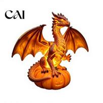 Creative Birthday Gift for Friends Dragon Solar Garden Light, Halloween Night Resin Gothic Pumpkin Tabletop Sculpture Office Statue, Medieval Fantasy 1pc A orange