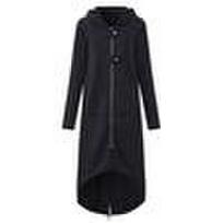 Fleece Džemperis Su Gobtuvu Striukė Užtrauktuku Ilgas Trenčas XL black