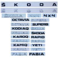 ABS Car Rear Trunk Badge Emblem Sticker for Skoda Octavia Kodiaq Karoq Superb Rapid Fabia Kamiq Yeti 4x4 Letter Logo Accessories dncp95 For Skoda-19.9cm sidabras