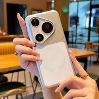 Silver Color-Block Magnetic Ring Case For Huawei Pura 90 Pro Max 90s Pro 80 Ultra 70 pro Nova 16 15 max Camera Protective Cover Huawei Nova 15 Pro levanda