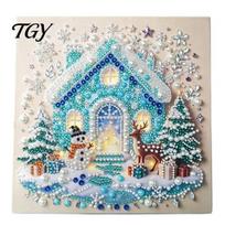 Creative Holiday Activity Set DIY Christmas Faux Pearl Painting Art Kit, Cute 3D Beads Easy Mosaic Kit Craft for Adults Beginner, Gem Home Wall Decor C blue
