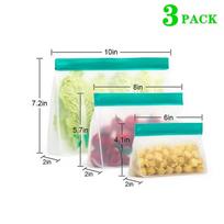 Daugkartinis silikoninis maisto maišelis Šaldiklio stačias maisto laikymo maišelis PEVA maišelis Neperšlampami indai Virtuvės šviežumo maišeliai Ziplock maišelis 3pcs set white