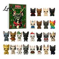 New Year Holiday Presents Bulldog Advent Calendar 2026 24 Days Acrylic Puppy Ornaments Christmas Countdown Calendar Dog Lover Gifts 2D Flat F