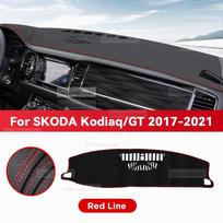 SKODA Kodiaq GT 2017-2021 Automobilio prietaisų skydelio dangtelis Kilimėlis Saulės apsauga Pagalvėlė Apsauga nuo šviesos Prietaisų kilimėlis Apsauginiai priedai Artificial Leather&Left Rudder red