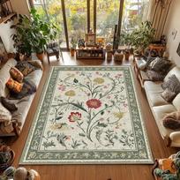 Vintage Floral Area Rug Cream Red and Gold Wildflower Design Living Room and Bedroom Retro Home Decoration Carpets 40X60CM gray