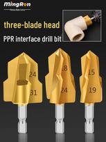 Three-Flute Tapered Reaming & Chamfering Tool for PPR/TPR Water Pipes (20/25/32mm) Three-flute Reamer 20mm brown