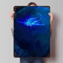 Subnautica Ghost Leviathan Encounter Printed Poster Customized Wall Art Retro Vintage Metal Tin Signs for Room Gaming Decoration 20x30cm（7.8x11.8inch） blue