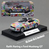 Rmz City X Keith Haring 1/36 Toy Car Model Volkswagen Toyota Bentley Maserati Diecast Metal Miniature Collection Gift  Children white