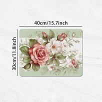 1Pcs Rubber Drying Mat With Rose Floral For Coffee Shop Restaurant Kitchen Carpet Tableware Durable Diatom Mud Table Mat Pet Mat 30*40cm beige