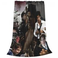 The Vampire Diaries Damon Salvatore Blanket Flannel Funny Warm Throw Blankets for Bedspread Spring/Autumn 130x150cm black