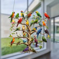 Colorful Window Pendant Flat Pendant Bird Suncatcher New Hanging Ornament  Porch Decor 20x20cm brown