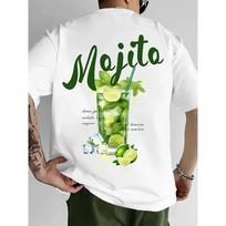 Men Summer Style T-shirt Vibrant Mojito Cocktail Pattern Breathable Cotton Material Trendy Versatile Fashion S green