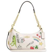 COACH Teri Cow Leather Shoulder Bag Medium Women's Chalk White CAK17-IMCAH One Size 1 beige