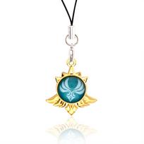 Genshin Impact Hanging Rope Pendant Keychain Eye Of God Seven Elements Double Sided Glass Pendant Keyring Cell Phone Charm blue
