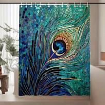 Peacock Feather Shower Curtain - Vibrant And Detailed Wall Hanging Decorations For Living Rooms And Bedrooms - Natural Stylehome W60H190(CM)-1 Pcs black