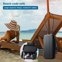 Portable Code Beach Safe Box 4-Digit Combination Lock With Steel Wire Outdoor Camp Sports Cycling Swim Security Storage Box brown