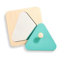 Baby Montessori Mirror Puzzle Wooden Toys Busy Board Children Early Educational Sensory Toy For Toddler Preschool Teaching Aids beige