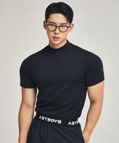ASTROVE Short Mock Neck Compression Half T-Shirt Black Black/L beige