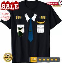 Pilotų Uniformos Kostiumas Lėktuvas Aviacija Skraidymas Oro Linijos Dovana Unisex Marškinėliai XXL black