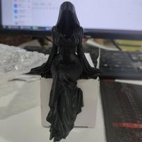 Gothic Dark Fantasy Female Grim Reaper Sitting Statue Mystery Desktop Ornament Unique Anime Figure Collectible for Home Decor (as the picture,S 6.1x4.7x9.3cm) black