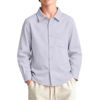 Kids Long Sleeve School Uniform Shirt with Collar 120 balta