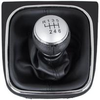 VW Touran 09-12 Gear Shift Knob Silver & Black Boot with Chrome Frame 6-Speed
