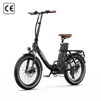 ONESPORT OT16 PRO 2026 Elektrinis dviratis Sulankstomas 250W Variklis 20*3.0 Colio Padanga 48V17AH Nuimama Baterija E-BIKE Bluetooth LCD 25KM/H Greitis Elektrinis Dviratis juoda