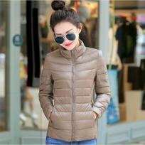 Women's Plus Size Light Down Jacket Short Stand-up Collar Thin Section Comfortable Unique Personalized Outerwear 5XL ežero mėlyna spalva