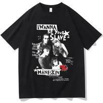I Wanna Be Your Slave Maneskin T-shirt Italian Rock Band T Shirt Men Women Vintage Hip Hop Clothing Streetwear High Quality Soft S juoda