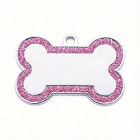 Custom Dog Tags Pendant, Personalised Cat Dog Puppy Pet ID Name Pendants, Collar Tag Pendant Pet Accessories Bone Glitter Pendant S pink
