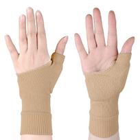 Wrist Guard Protector, Elastic Sports Wristband & Half-Finger Gloves for Men and Women, for Warmth and Cold Protection Large beige