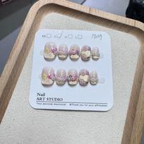 Handmade Press-On Nails With Floral Design Chic Gel-Like Finish Women Short Square Oval Styles Extra Small gray