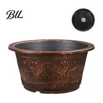 Bronze Embossed Flower Pot Thickened Resin Decorative Planter with Drainage Holes Multi-use Garden Large Capacity Outdoor With S Perforated black