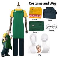 Anime Sakamoto Days Taro Sakamoto Cosplay Costume Yellow Retired T-Shirt Green Apron Glasses Halloween Party Suit For Men S blue