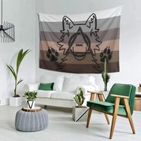 Grey Wolf Tapestry Therian Flag Wolf Head Profile Wall Hanging for Home Office Party Bedroom Dorm Decor 100X70CM gray