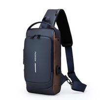 Anti-Theft Motorcycle Backpack Convertible Crossbody Sling Bag with Lock and Adjustable Strap mėlyna